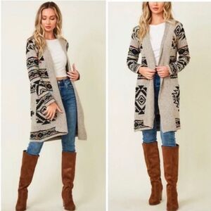 Northern Angel Aztec Open Cardigan Sweater Womens size Medium‎